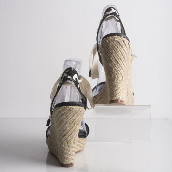 DVF Diane Von Furstenberg Womens Black Platform Tie Up Espadrille Heels US 8.5 - Picture 6 of 9